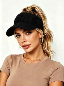 1件女款復古遮陽帽，防紫外線馬尾帽，時尚尖頂網眼棒球帽，適合Y2K、海灘、游泳、網球、高爾夫和度假穿著 - 彩色 - 查看 4