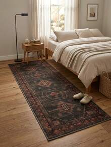 1pc American Classic Distressed Artistic Moroccan Classical Persian Totem Long Runner Rug, Bathroom, Kitchen, Doorway, Entrance, Hallway, Bedside, Living Room, Bedroom, All-Season Soft Machine Washable Mat, Aesthetic Home Decor - Multicolor - View 1