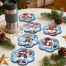 Christmas Snowman Design Wooden Coaster Set, Anti-Slip And Heat-Resistant, Suitable For Home Kitchen, Bedroom Decor, Office, Tea Room Desktop Protection, Perfect For Thanksgiving, Halloween, Christmas Gifts - Multicolor 4 - View 2