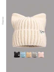 Winter New Japanese Style Cute Cat Ear Knitted Hat, Unisex Elastic Warm Ear Protection Beanie, Soft Girl Knit Cap For Autumn/Winter - Cat Ear Knitted Hat - View 1