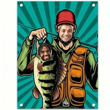 1 Peça Banner de Bottom de Festa com Tema de Pescador Oco, Adequado para Aniversário, Batismo Juvenil e Entusiastas de Pesca, Decoração com Tema Esportivo - Multicolorido - Visão 4