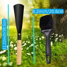 2 pièces Pelle de nettoyage de tondeuse & Brosse Combo 2-en-1 Outil d'entretien, Tête de pelle large et incurvée pour enlever l'herbe compactée du dessous, Brosse à poils raides pour nettoyer les coins et les débris fins, Conception de manche en bois allongé pour un nettoyage sans se baisser des coins morts, Sans rayures et pour le revêtement de la machine. Universel pour diverses tondeuses à pousser et coupe-bordures de jardin, Dites adieu aux rayures de brosse en acier et au nettoyage incomplet avec des chiffons, Outil de nettoyage essentiel pour le jardinage extérieur et la tonte de pelouse, Durable et résistant à la déformation, Ensemble d'outils d'entretien quotidien efficace et pratique pour les tondeuses à pelouse. - pelle + brosse - Voir 7
