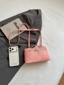 1pc Fashionable Daily Shoulder Bag Korean Ins Style Box Crossbody Bag - Pink - View 7