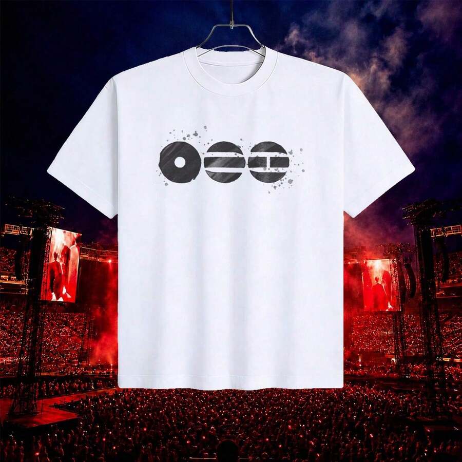 Bangtan Boys' Casual T-Shirt - Abstract Grunge Graphic Print - Short Sleeve - Arirang World - White - View 1