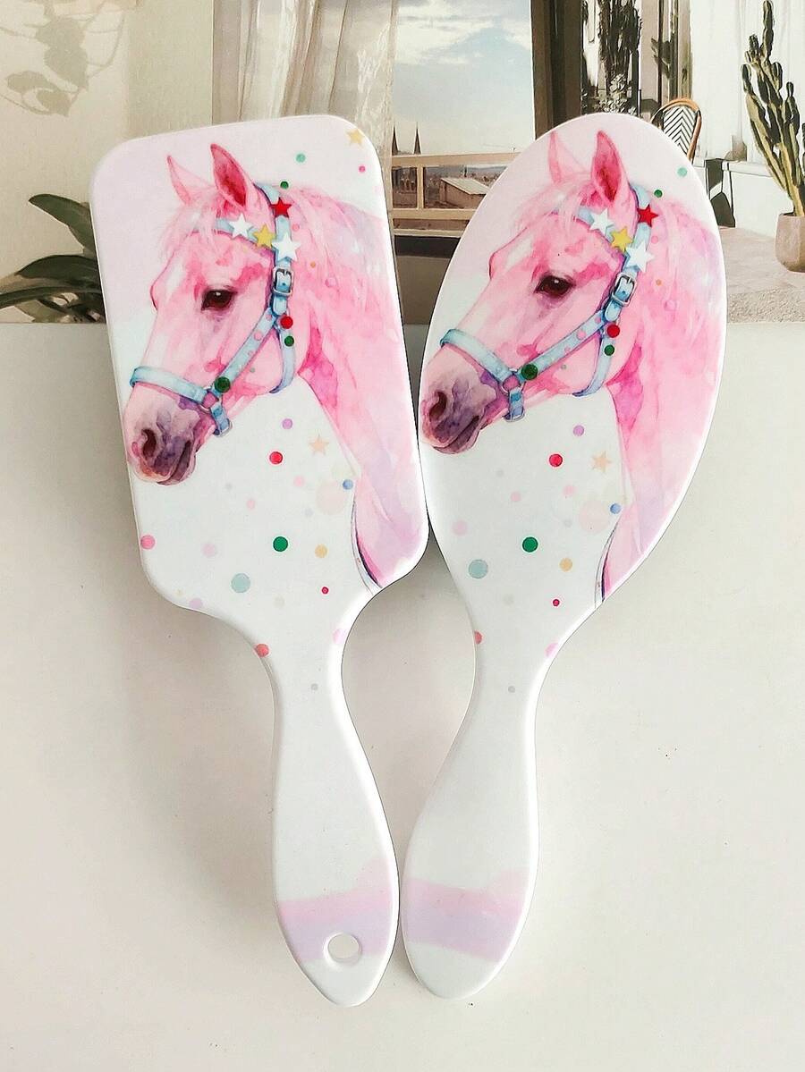 BEATURE Pink Horse Pattern Air Cushion Brush, Scalp Massage Comb, Anti-Static, Durable ABS Handle, Suitable For All Hair Types, High Quality Air Cushion Brush - Air Cushion Comb - View 1
