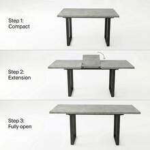 jiexi Extendable Dining Table And 4-6 Chair Set, 130-170cm Grey MDF Dining Table With Black PU Dining Chairs With Metal Legs For Kitchen, Living Room - Black - View 7