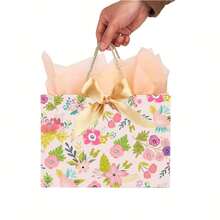 1/2/4/6 Sets de Bolsas de Regalo de Papel con Asas, Bolsas de Regalo para Fiestas con Diseño Floral y Cinta, Diseño Floral de Primavera y Rosa Romántico, Adecuado para Bodas, Cumpleaños, Día de San Valentín, Navidad, Acción de Gracias - Múltiples estilos - Ver 5