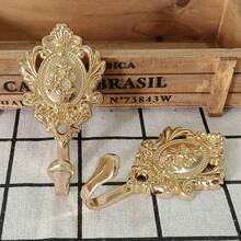 2入復古青銅玫瑰牆掛鉤，鋅合金裝飾掛鉤附螺絲，適用浴室浴簾、門、衣櫃、臥室、客廳，波希米亞復古金屬窗簾束帶掛鉤，多功能鑰匙毛巾浴袍衣物掛鉤，家居裝飾 - 彩色 - 查看 5