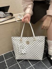 Tote Bag Female Large Capacity College Student Class Commuter Bag Shoulder Woman Bag Handbag Bag - White - View 5