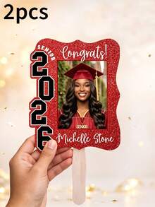 Custom Vintage Childhood Photo Graduation Fan, Personalized Graduation Gift, Class Of 2026 Senior Bestie Prop, Funny High School Grad - Multicolor - View 8