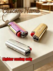 1 Peça Capa de Isqueiro Personalizada com Gravação a Laser do Nome, Gravação Personalizada, Presente para Pai, Namorado, Amante de Charutos, Presente de Aniversário, Adequado para Isqueiro BIC Mini J6, Decoração Doméstica Decorativa, Capa de Isqueiro Personalizada - Prata - Visão 11