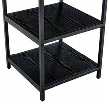 Black Rectangular Dining Table In Industrial Design, 160*90*76 Cm, For 4-6 People, With Multifunctional Storage Shelf, Suitable For Living Room, Kitchen And Dining Area. - Black - View 7