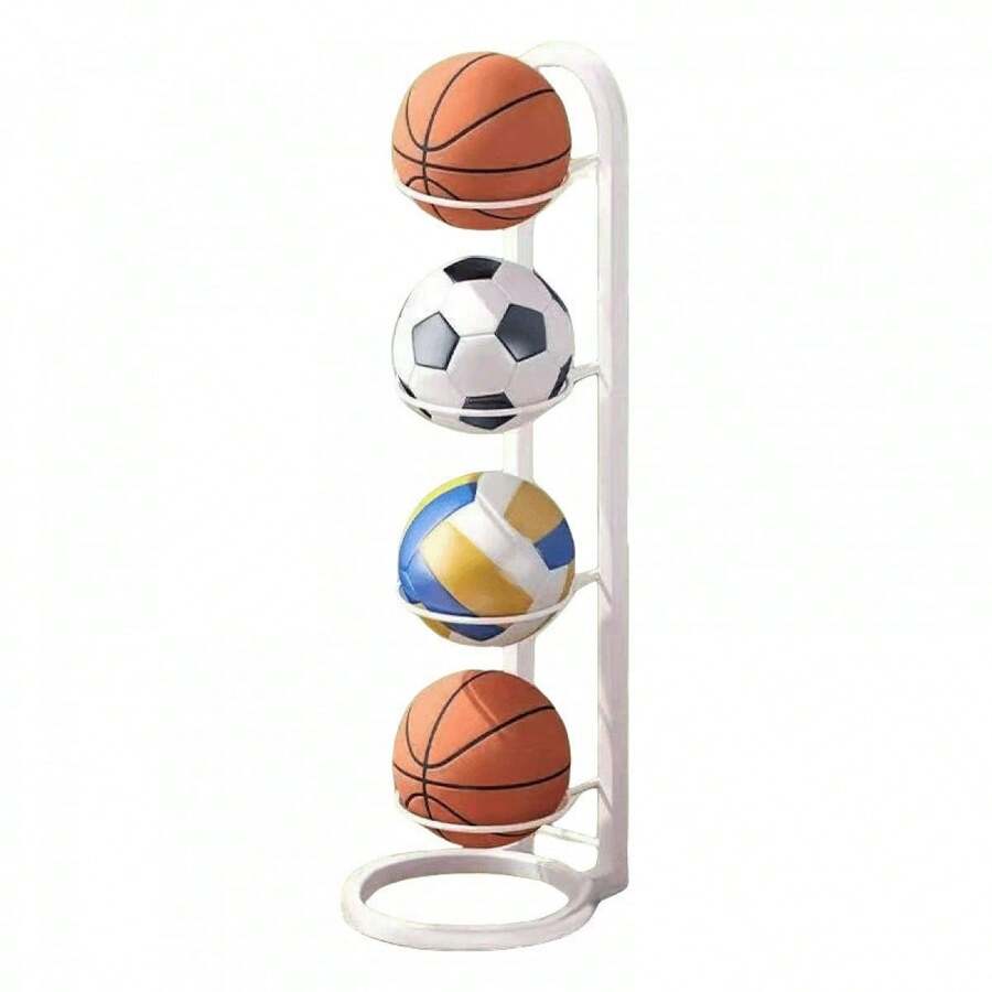 Basketball Display Rack Wall Mounted Iron Ball Storage Shelf Multi-Functional Sports Equipment Organizer - Multicolor - View 1