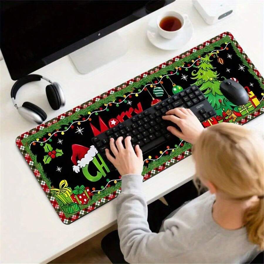 Extra Large And Thick Gaming Mouse Pad With Non-Slip Rubber Base And Smooth Surface, Christmas Theme Design, High-Density Base, Suitable For PC Laptop Office Home - View 1