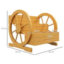 Planter On Wheels In The Shape Of A Wagon Wheel, 61 X 62 X 57 Cm, Weatherproof And Water-Repellent, 3 Levels With Drainage Holes, Made Of Fir And Teak Wood. - C - View 7