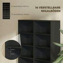 Storage Shelf For 640 CDs And Blu-Rays, With 18 Compartments And 14 Adjustable Shelves, Black. - 黑色 - 查看 5
