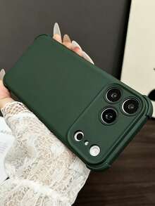 Funda de teléfono suave de unicolor de lujo con protección de cámara compatible con iPhone 17 Pro Max 17 Pro 17 16 15 14 13 con protección anti-caída y a prueba de golpes en las cuatro esquinas - Verde militar - Ver 3