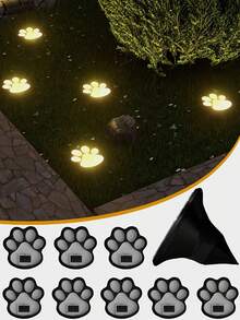 4/8PCS Solar Cat Paw Print Garden Lights, IP44 Waterproof Cute Pet Animal LED Path Lamps, Auto On Off Solar Landscape Lighting, Soft Gentle Guiding Light For Patio, Courtyard, Lawn, Sidewalk, Yard & Outdoor Decor For Pet Lovers - Warm Light - View 6