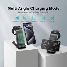 旅行用無線快充站，可折疊 3 合 1 磁吸無線充電支架，相容 iPhone 17/Air/16/15/14/13/12 Pro Max/Plus，相容 Ultra/11/10/9/8/7/6/5/SE/4/3/2，相容 Pro/Pro 2/4/3/2 - 白色 - 查看 5