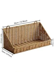 1pc Bathroom Storage Rack Decorative Storage Shelf Woven Bamboo Hanging Storage Basket Bathroom Accessories Kitchen Storage Wall-Mounted Toiletries Storage Basket - Multicolor - View 9
