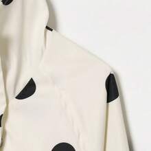 TF.MLN Women's Fashion Spring/Autumn Polka Dot Aviator Jacket, Long Sleeve Loose Fit Stand Collar Oversized Outerwear, Street Style Vacation - DOT - View 11