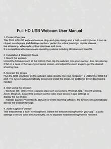 Webcam USB con autofoco 1080P con rotación de 360°, plug and play, sin batería requerida, adecuada para videoconferencias, clases en línea, transmisión en vivo | Diseño elegante de webcam | Conexión USB, webcam de computadora, webcam de portátil, cámara para transmisión en vivo, cámara para TV inteligente, cámara de portátil, webcam, accesorios de computadora, equipo para transmisión en vivo, cámara USB - Negro - Ver 11