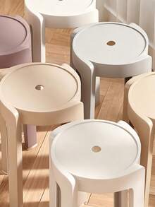 5-Piece Stackable Round Stools For Home Use, Space-Saving, Available In Multiple Color Options; High Load-Bearing Capacity, Anti-Slip And Silent Bottom, Essential Furniture For Living Rooms And Dining Areas - Multicolor - View 7
