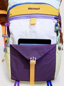 Bright Bold Color Block Outdoor Travel Backpack - Multicolor - View 8