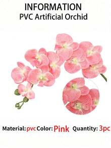 6/5/3/1支人造蝴蝶蘭花莖，逼真粉色蘭花枝，裝飾絲綢蘭花；適用於客廳家居裝飾、秋季與萬聖節造型、母親節、女性禮物、婚禮裝飾、臥室裝飾與派對用品 - 粉色 - 查看 9