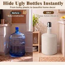 5 Gallon Water Jug Cover - Minimalist Bohemian Style, Hand-Woven Jute Water Jug Cover Compatible With USB Electric Water Pump Bottle Rack, Dispenser Stand, Well Pump Cover Decoration (Pump Not Included) - Multicolor - View 4