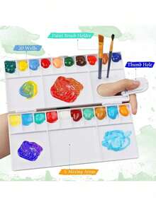 11Pcs Painting Brush Palette Set, 1 Pc Palettes To Create Art Paint Oil Watercolor With 10 Pcs Paint Brushes - Sets - View 4