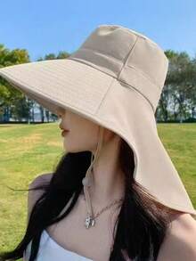 1pc Multi-Functional Wide Brim Neck Protection Sun Hat, Breathable And Comfortable, Suitable For Sun Protection - Multicolor - View 5