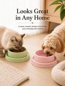 Supet 2pcs 5.12 Inch/6.2 Inch Pet Anti-Ant Single Bowl, Bottom Splash-Proof Design Prevents Tipping, Easy To Clean Feeding Bowl, Suitable For Small And Medium Cats And Dogs, Indoor And Outdoor Use, Essential For Pet Travel - L - View 1
