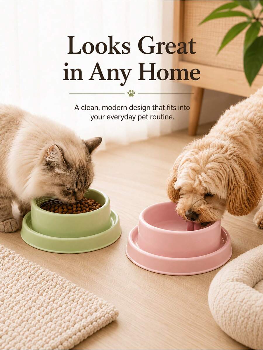 Supet 2pcs 5.12 Inch/6.2 Inch Pet Anti-Ant Single Bowl, Bottom Splash-Proof Design Prevents Tipping, Easy To Clean Feeding Bowl, Suitable For Small And Medium Cats And Dogs, Indoor And Outdoor Use, Essential For Pet Travel - L - View 1
