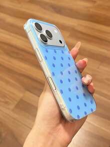 時尚手機殼，極簡可愛設計，黑白波點圖案，相容 iPhone 11 至 17 系列，17Pro Max 17pro 17 16promax 16pr 16plus 15proma 15pro 15 14promax 14pro 14 13promax 13pro 13 12promax 12pro 12 11 智慧型手機保護殼 - 藍色 - 查看 6