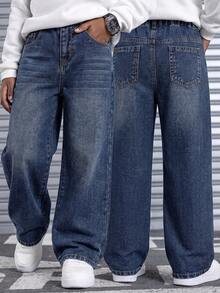 Tween Boys' Denim Long Pants, Spring/Autumn - Dark Wash - View 3