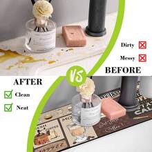 1件復古咖啡圖案防滑水龍頭排水墊，復古設計，適用於浴室和廚房的各種水龍頭 - 彩色 - 查看 6