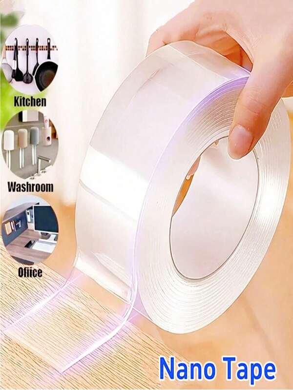 Fita Dupla Face Nano de Alta Adesão, Fita Transparente Sem Resíduo, Fita Dupla Face Multifuncional à Prova d'Água, 2cm de Largura, Lavável, Reutilizável, Adequada para Cozinha, Banheiro e Ambiente de Escritório, Decoração de Natal.