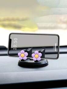 Soporte para teléfono de coche con patrón floral, soporte para teléfono de coche giratorio 360° - Material ABS, base antideslizante con diseño floral, adecuado para instalación en el salpicadero, adecuado para teléfonos inteligentes, adecuado para salpicadero, coche, oficina y uso doméstico - apoyo - Ver 4