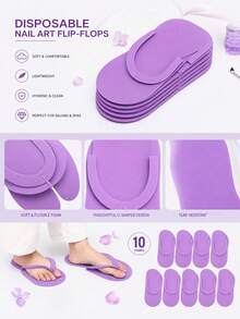 Foot Slippers | 10 Set, Soft Elastic EVA Foam Flip Flops Are Ideal Accessories For Spas, Nail Salons, Beauty Salons, Parties, Events, As Well As Daily Indoor And Leisure Use - Multicolor - View 3