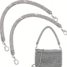 1pc Shiny Rhinestone Bag Handle Replacement Part, Exquisite Handbag Waist Belt Bag Shoe Hair Accessory Handmade DIY Accessory, Rhinestone Handle Rhinestone Strap, Suitable For Bags And Phones - Silver - View 1