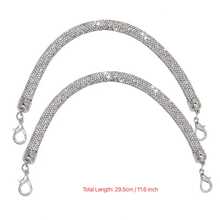 1pc Shiny Rhinestone Bag Handle Replacement Part, Exquisite Handbag Waist Belt Bag Shoe Hair Accessory Handmade DIY Accessory, Rhinestone Handle Rhinestone Strap, Suitable For Bags And Phones - Silver - View 4