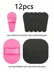 12/24/36pcs Hair Removal Set, Exfoliating Set For Girls, 2 Sizes Smooth Leg And Face Hair Removal Pads, Reusable Physical Hair Removal Tool, Fine Black Sandpaper For Lips And Skin, Face Hair Remover And Scrubbing Pads - Multicolor - View 9