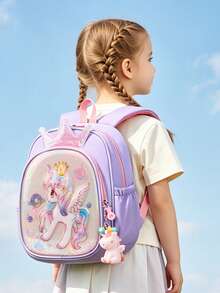 New Unicorn Princess School Bag For Kindergarten Girls With Chest Buckle, Small And Medium Class Backpack For Kids - A - View 8