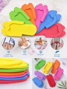 Foot Slippers | 10 Set, Soft Elastic EVA Foam Flip Flops Are Ideal Accessories For Spas, Nail Salons, Beauty Salons, Parties, Events, As Well As Daily Indoor And Leisure Use - Multicolor - View 2