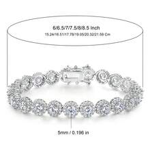 2pcs/Set White Gold Plated Jewelry Set 5MM Floral Halo Cubic Zirconia Tennis Bracelet & 6.0MM Round 4-Prong White Cubic Zirconia Stud Earrings - White - View 11