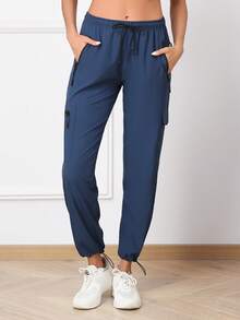 Women's Hiking Pants, Quick-Dry Lightweight Travel Golf Cargo Pants With Zipper Pockets - Navy Blue - View 5