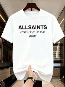 Camiseta con estampado londinense, tallas grandes, otoño, cuello redondo, corte holgado, estilo hip-hop urbano, corte relajado, estampado artístico. - Blanco - Ver 2