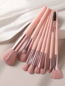 Set Kuas Makeup 7/8/9/10/11/12/13pcs, Kuas Blending Eyeshadow Rambut Sintetis Premium, Alat Kosmetik - Baby Pink - View 15