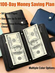 1pc 100-Page Loose-Leaf Envelope Money Saving Binder, Savings Plan Book For Men & Women, Wallet Essentials, Women's Wallet, Men's Wallet & Card Holder - Multicolor - View 5